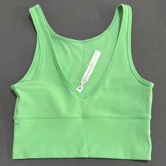 Lululemon Green Ribbed Women's Crop Tank Top - Picture 3 of 3